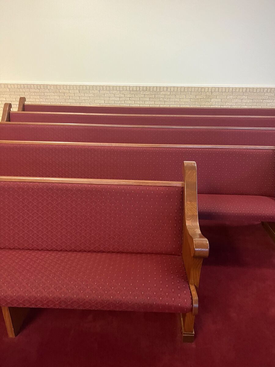 Detail of cleaned pew upholstery
